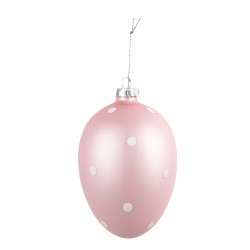 Clayre & Eef Easter Pendant Egg Ø 8x12 cm Pink Glass