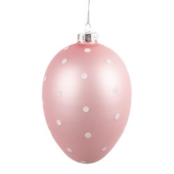 Clayre & Eef Easter Pendant Egg Ø 10x16 cm Pink Glass