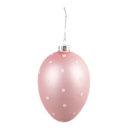 Clayre & Eef Pendentif de Pâques Œuf Ø 10x16 cm Rose Verre