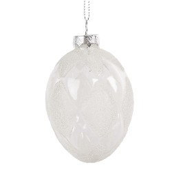 Clayre & Eef Pendentif de Pâques Œuf Ø 6x9 cm Transparent Verre