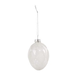 Clayre & Eef Pendentif de Pâques Œuf Ø 6x9 cm Transparent Verre