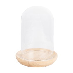 Clayre & Eef Glocke Ø 13x16 cm Braun Holz Glas Rund