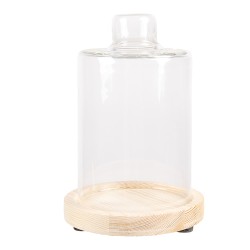 Clayre & Eef Glocke Ø 11x17 cm Braun Holz Glas Rund