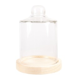 Clayre & Eef Glocke Ø 13x18 cm Braun Holz Glas Rund