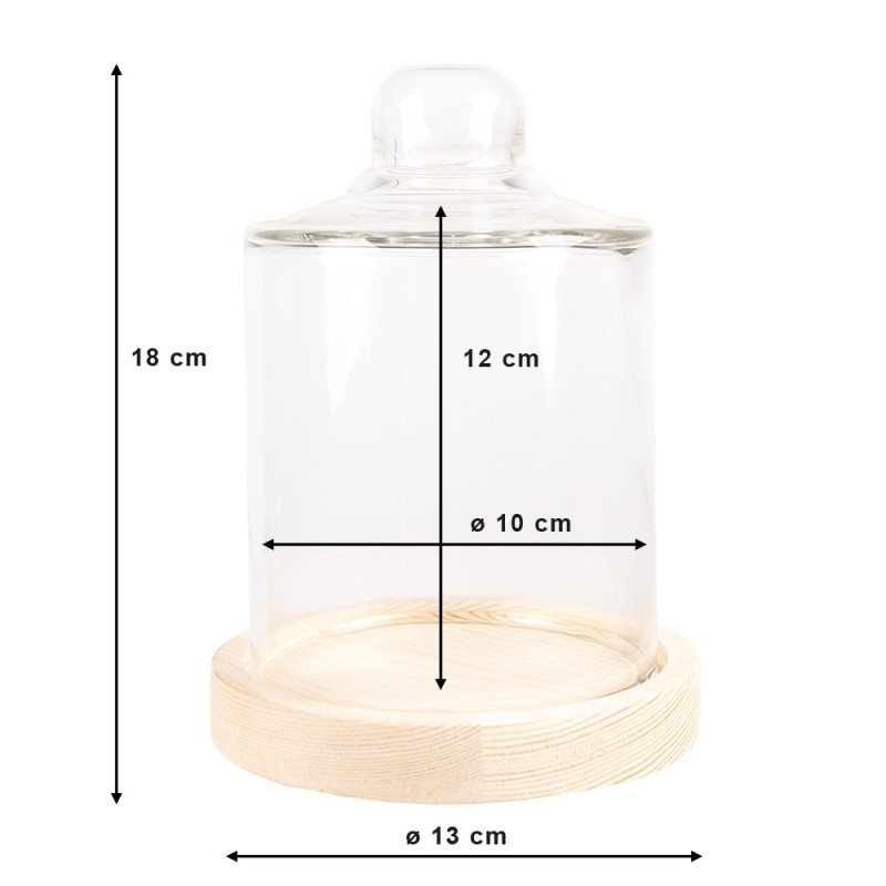 Clayre & Eef Stolp  Ø 13x18 cm Bruin Hout Glas Rond