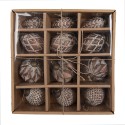 Clayre & Eef Christmas Bauble Set of 12 Ø 7/6/5/4 cm Brown Glass