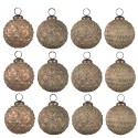 Clayre & Eef Christmas Bauble Set of 12 Ø 8x8 cm Brown Glass