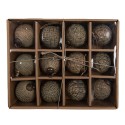 Clayre & Eef Christmas Bauble Set of 12 Ø 8x8 cm Brown Glass