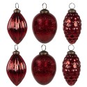 Clayre & Eef Boule de Noël set de 6 Ø 7/6/5 cm Rouge Verre