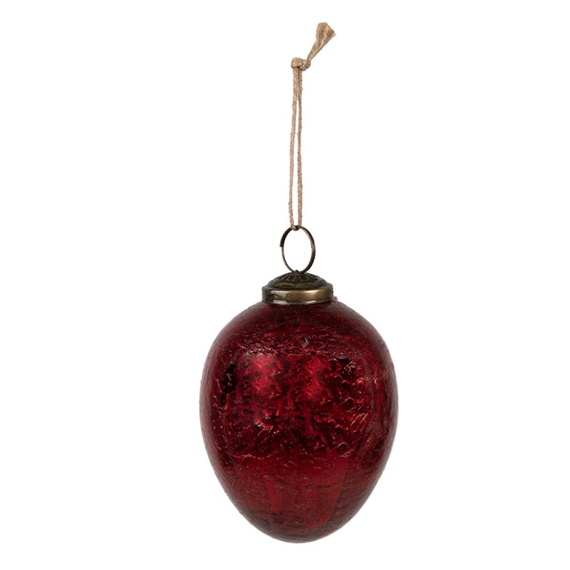 Clayre & Eef Christmas Bauble Set of 6 Ø 7/6/5 cm Red Glass