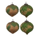 Clayre & Eef Christmas Bauble Set of 4 Ø 13x13 cm Brown Green Glass