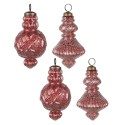 Clayre & Eef Christmas Bauble Set of 4  Ø 8x15 cm Red Glass