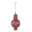 Clayre & Eef Christmas Bauble Set of 4  Ø 8x15 cm Red Glass