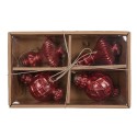 Clayre & Eef Palla di natale set di 4  Ø 8x15 cm Rosso Vetro