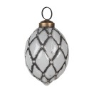 Clayre & Eef Christmas Bauble Ø 6x8 cm Grey