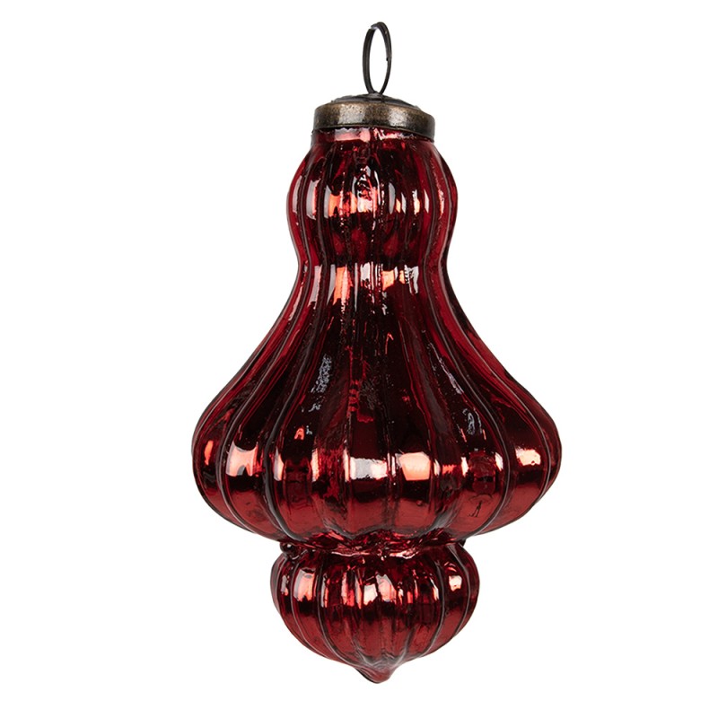 Clayre & Eef Boule de Noël Ø 9x14 cm Rouge Verre