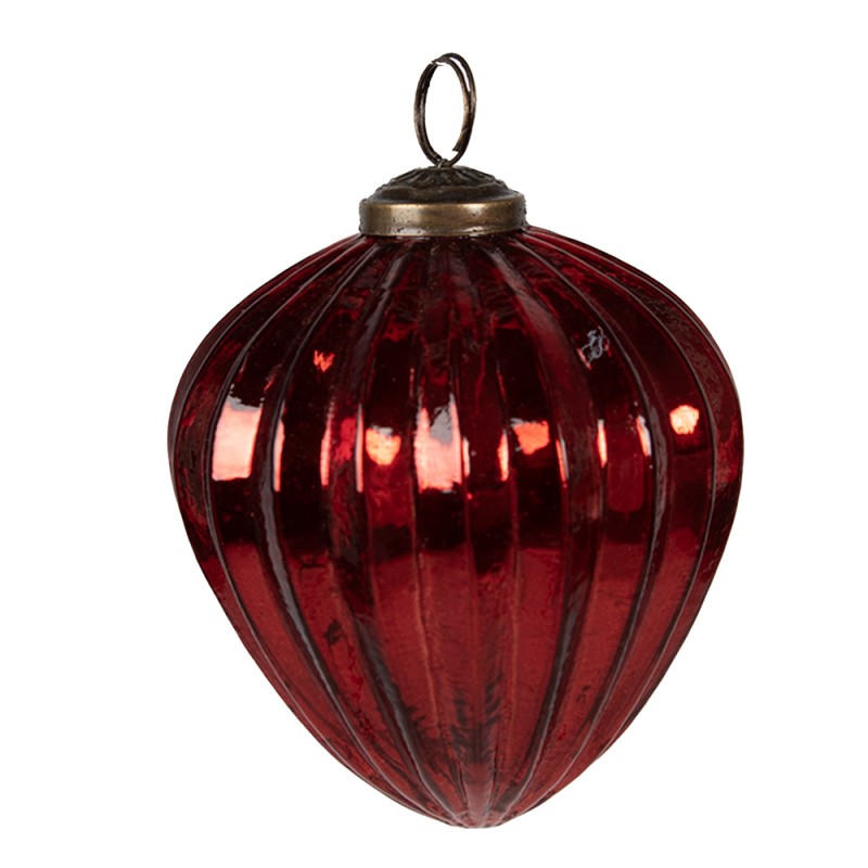 Clayre & Eef Christmas Bauble Ø 9x11 cm Red Glass