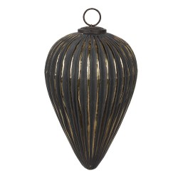 Clayre & Eef Christmas Bauble Ø 15x26 cm Black Glass