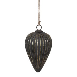 Clayre & Eef Christmas Bauble Ø 15x26 cm Black Glass