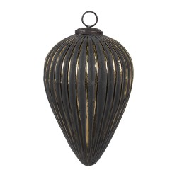 Clayre & Eef Boule de Noël Ø 10x13 cm Noir Verre