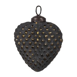 Clayre & Eef Palla di natale 7x3x8 cm Nero Vetro A forma di cuore