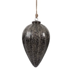 Clayre & Eef Christmas Bauble Ø 17x26 cm Black Glass