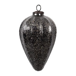 Clayre & Eef Christmas Bauble Ø 14x19 cm Black Glass