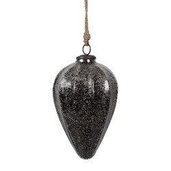 Clayre & Eef Christmas Bauble Ø 14x19 cm Black Glass