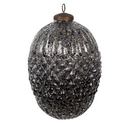 Clayre & Eef Christmas Bauble Ø 13x18 cm Black Glass