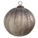 Clayre & Eef Christmas Bauble Ø 15x15 cm Silver colored Brown Glass