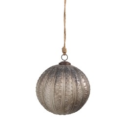 Clayre & Eef Christmas Bauble Ø 15x15 cm Silver colored Brown Glass