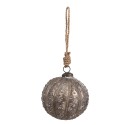 Clayre & Eef Christmas Bauble Ø 8x8 cm Silver colored Brown Glass