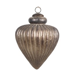 Clayre & Eef Boule de Noël Ø 16x18 cm Gris Marron Verre