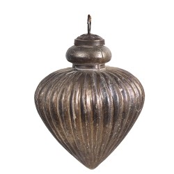 Clayre & Eef Boule de Noël Ø 8x10 cm Gris Marron Verre