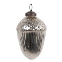 Clayre & Eef Christmas Bauble Ø 6x8 cm Silver colored Glass