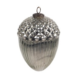 Clayre & Eef Christmas Bauble Ø 15x21 cm Silver colored Glass