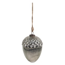 Clayre & Eef Christmas Bauble Ø 15x21 cm Silver colored Glass