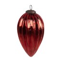 Clayre & Eef Christmas Bauble Ø 9x16 cm Red Glass