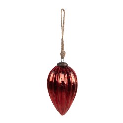 Clayre & Eef Boule de Noël Ø 9x16 cm Rouge Verre