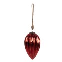 Clayre & Eef Kerstbal Ø 7x11 cm Rood Glas