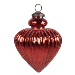 Clayre & Eef Christmas Bauble Ø 10x13 cm Red Glass