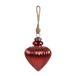 Clayre & Eef Boule de Noël Ø 10x13 cm Rouge Verre