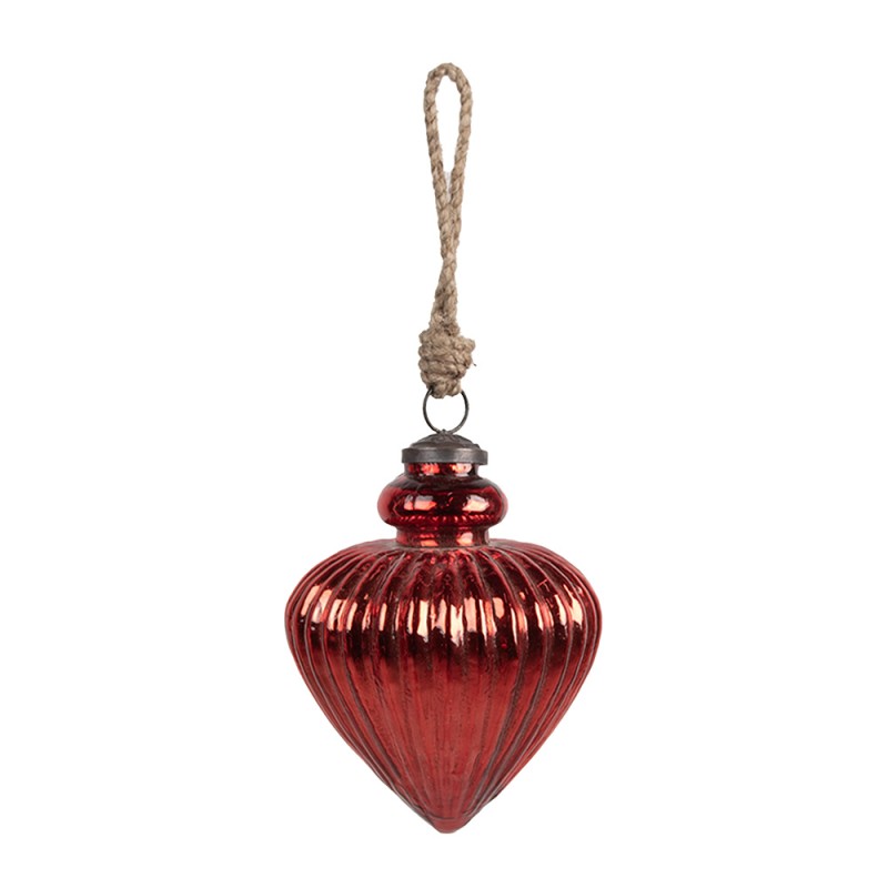 Clayre & Eef Christmas Bauble Ø 10x13 cm Red Glass