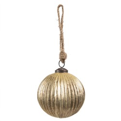 Clayre & Eef Christmas Bauble Ø 8 cm Gold colored Glass