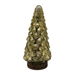 Clayre & Eef Christmas Decoration with LED Lighting Christmas Tree Ø 8x16 cm Gold colored Glass