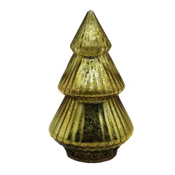 Clayre & Eef Christmas Decoration with LED Lighting Christmas Tree Ø 13x23 cm Gold colored Glass