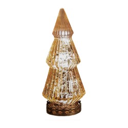 Clayre & Eef Christmas Decoration with LED Lighting Christmas Tree Ø 7x16 cm Copper colored Glass