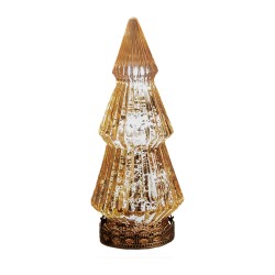 Clayre & Eef Kerstdecoratie met LED-verlichting Kerstboom Ø 7x16 cm Koperkleurig Glas