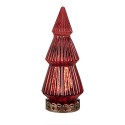 Clayre & Eef Weihnachtsdekoration mit LED-Beleuchtung Weihnachtsbaum Ø 7x16 cm Rot Glas