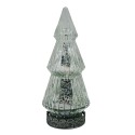 Clayre & Eef Christmas Decoration with LED Lighting Christmas Tree Ø 7x16 cm Silver colored Glass